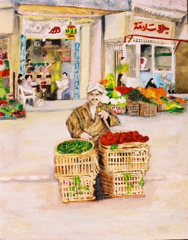 Soliman Gohar street oil painting