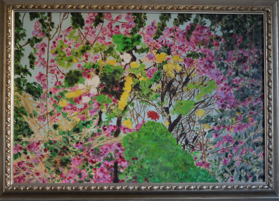 A Spring In Al Gaziera Contemporary realistic oil painting stretched on board 